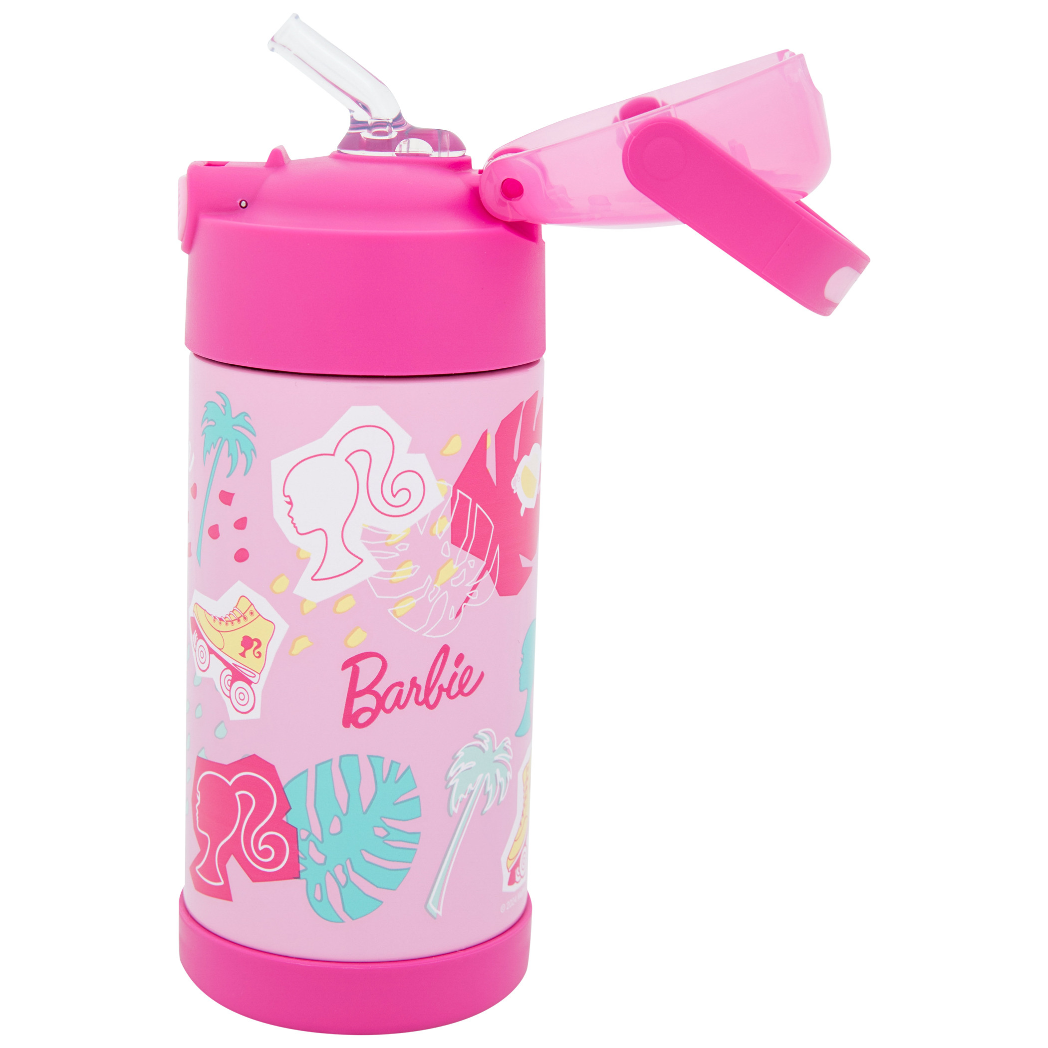 Barbie Floral Collage Thermos Funtainer 12 Ounce Bottle